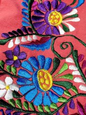 画像9: メキシカンお花刺繍 カラフルステッチ フォークロア レトロ USA古着 ヴィンテージ刺繍トップス (9)