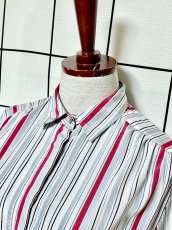 画像4: ストライプ ピンドット織り レトロ USA古着 長袖 シャツ ヴィンテージブラウス (4)