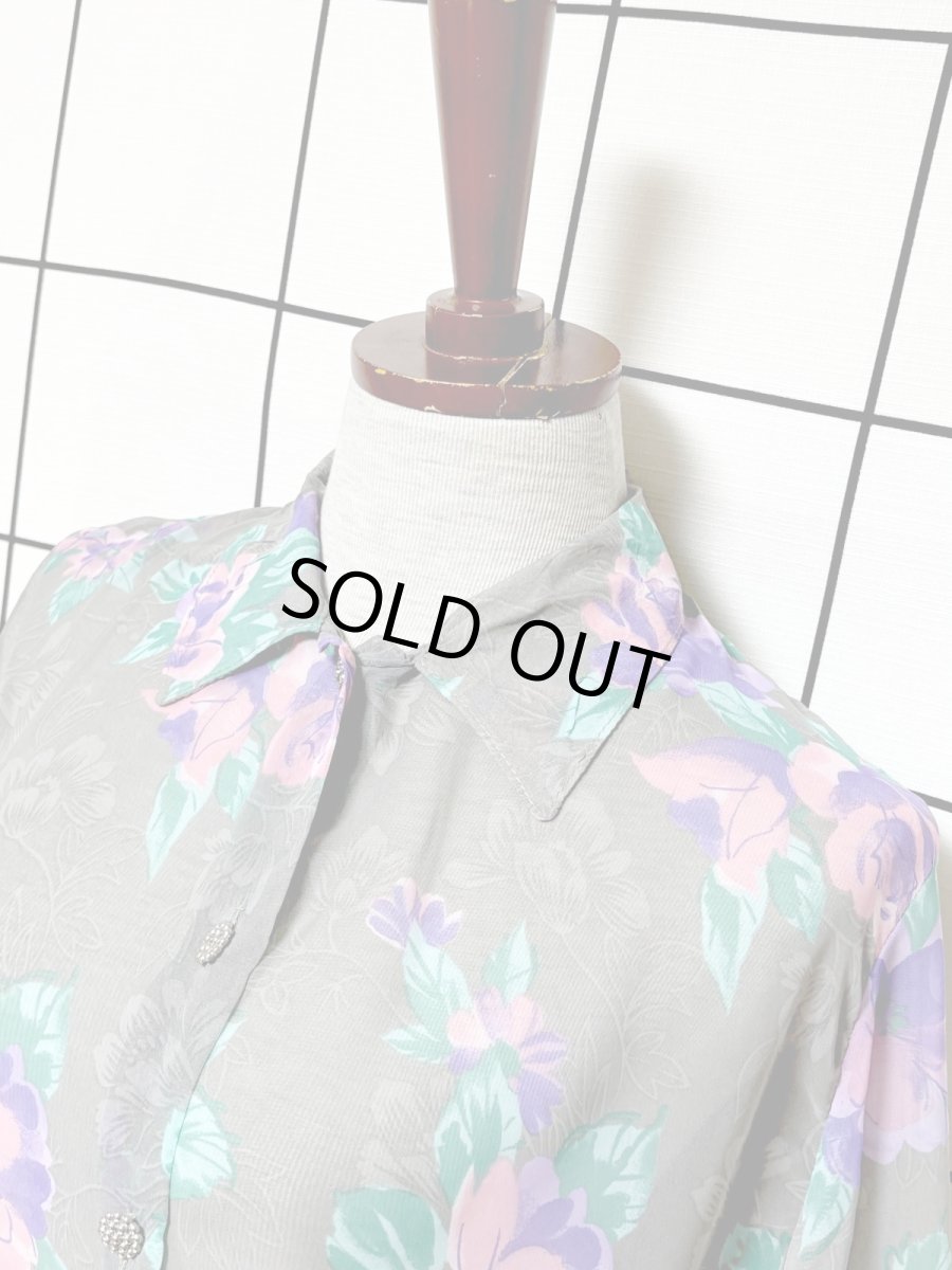 画像4: 花柄 レトロ ポルトガル ヨーロッパ古着 シャツ ヴィンテージブラウス (4)