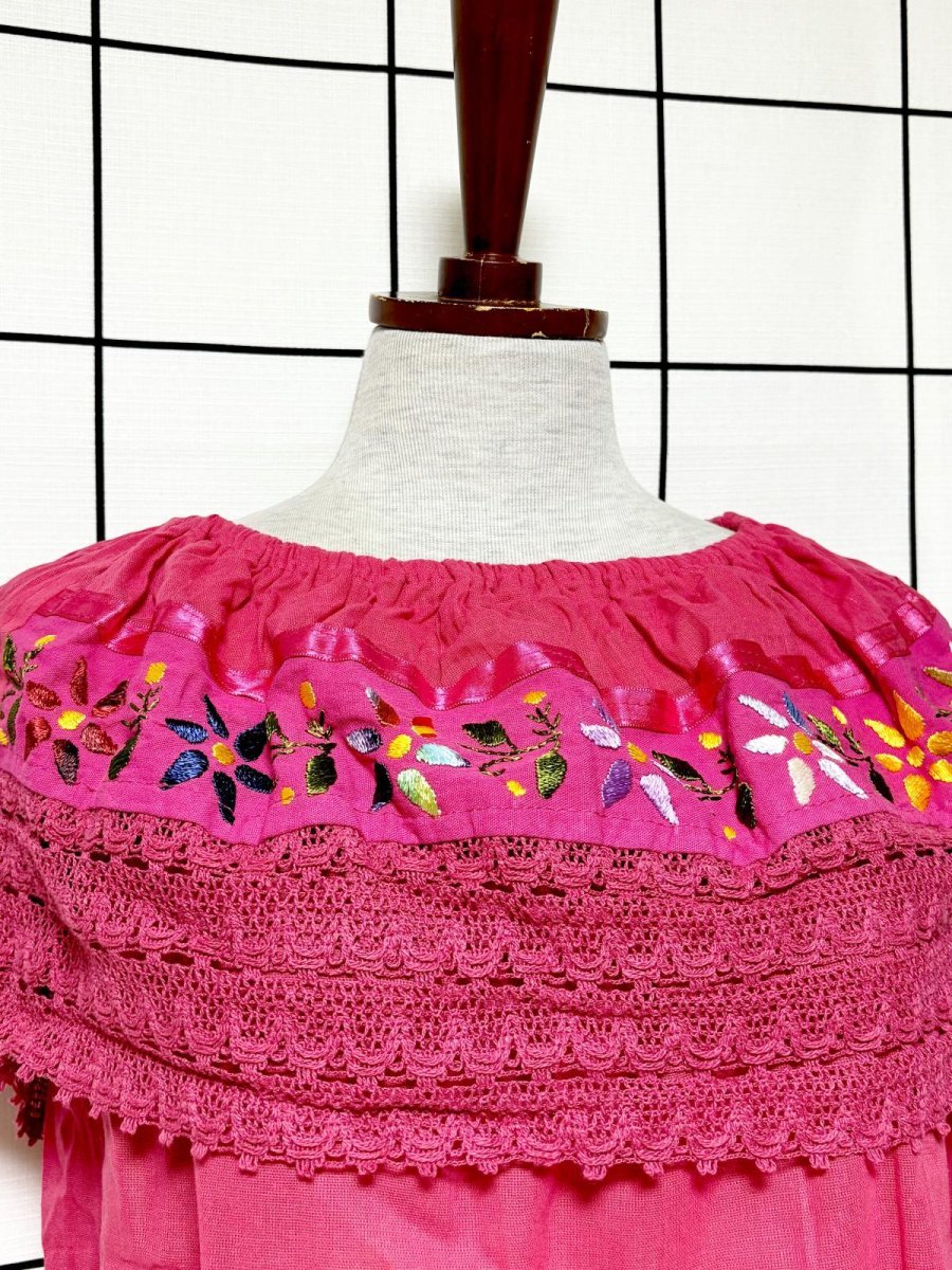 画像5: メキシカン刺繍 レース フォークロア レトロ 古着 メキシコ製 ヴィンテージ刺繍ブラウス (5)