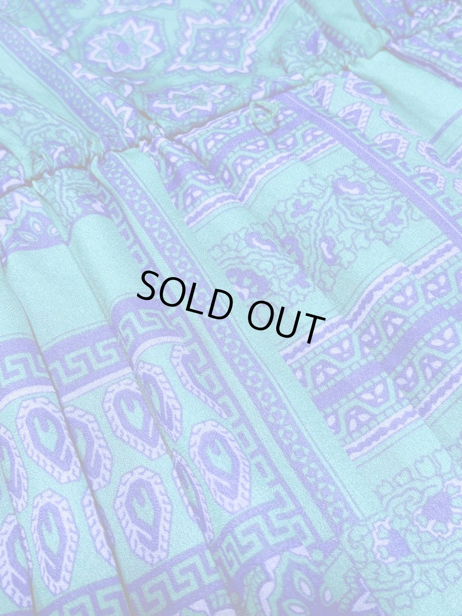 画像15: レトロサイケ プリーツ ウエストゴム USA古着 ヴィンテージワンピース (15)