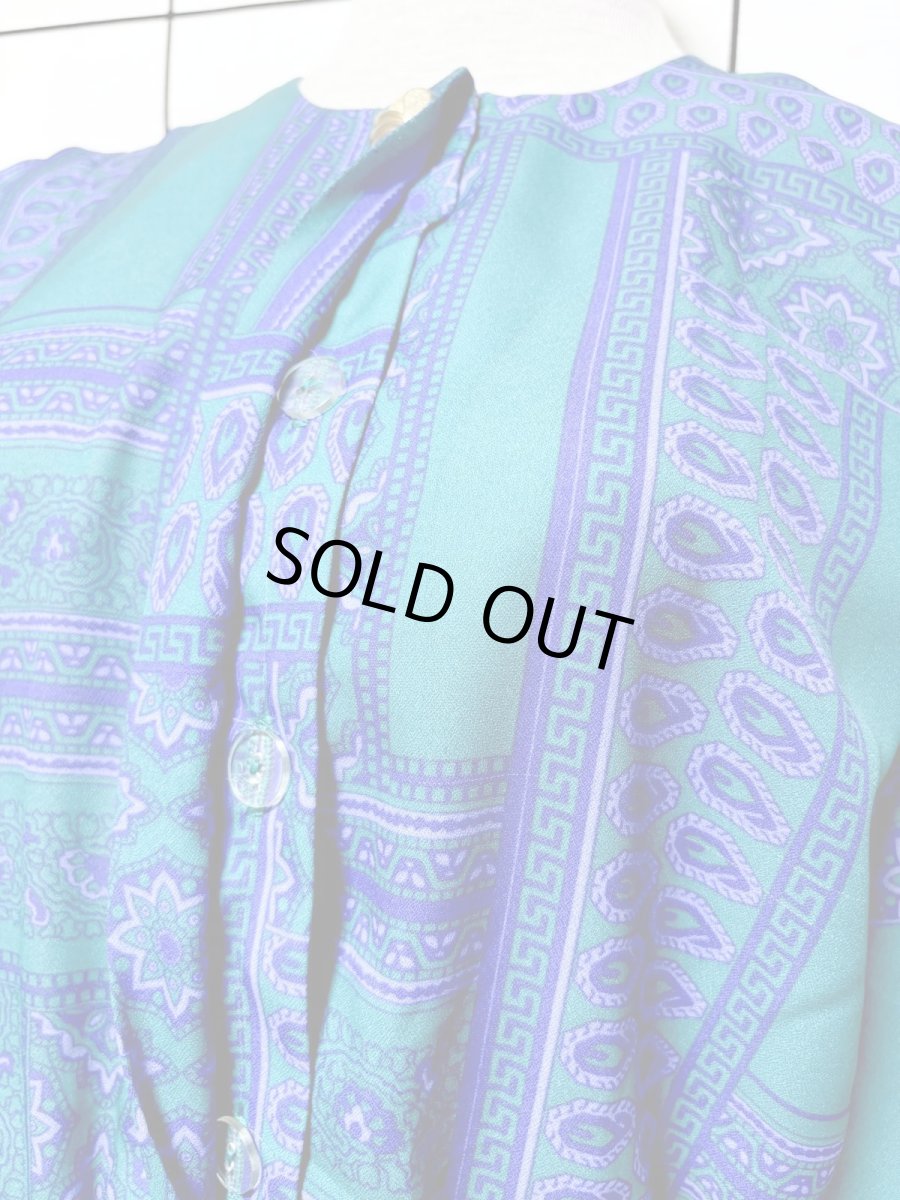 画像9: レトロサイケ プリーツ ウエストゴム USA古着 ヴィンテージワンピース (9)