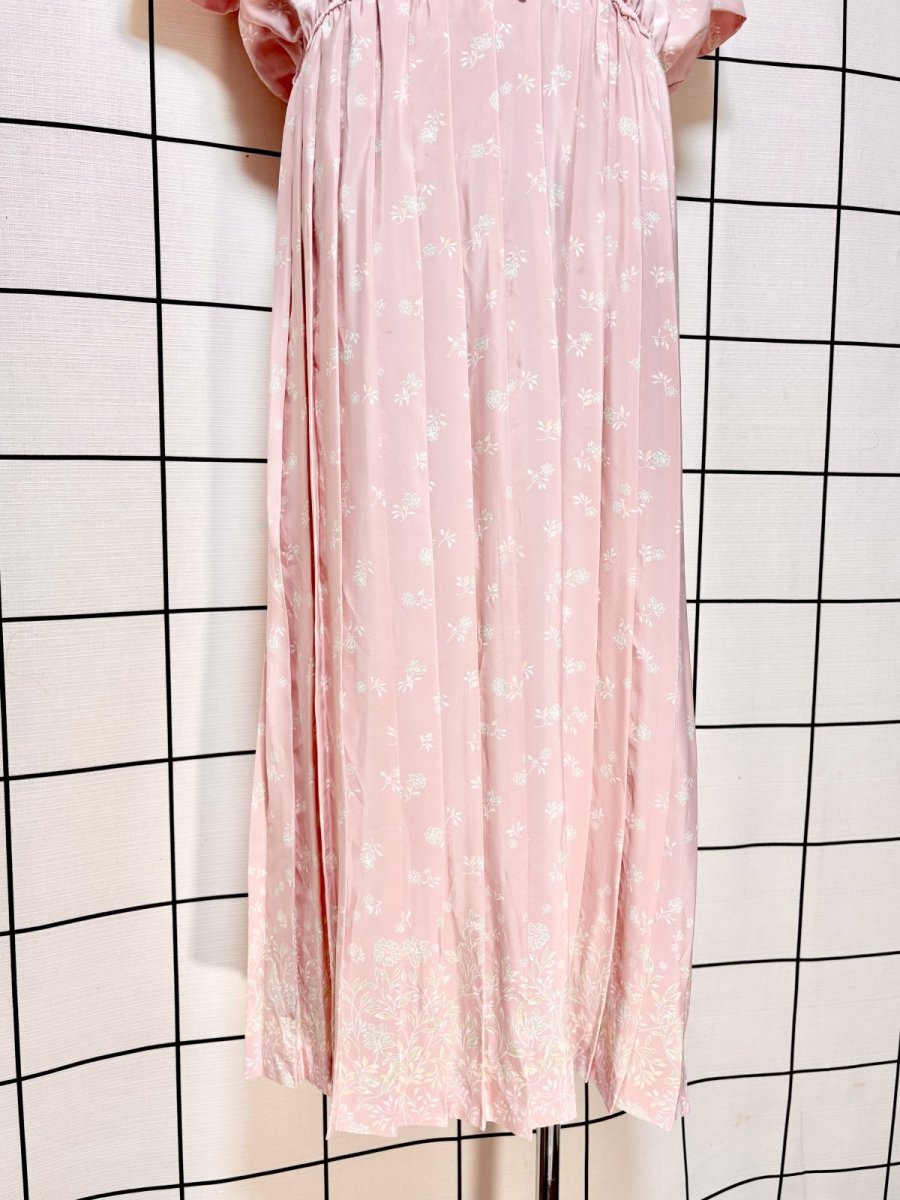 画像8: 小花柄 プリーツ切替 ウエストゴム 半袖 レトロ Guatemala 古着 ヴィンテージワンピース (8)