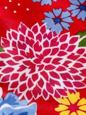 画像13: ドット 花柄 レッド レトロ USA古着 ヴィンテージワンピース (13)