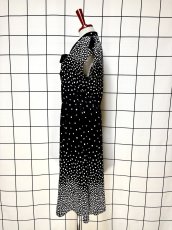画像2: フロントリボン ブラック ホワイト レトロ USA古着 ヴィンテージワンピース (2)