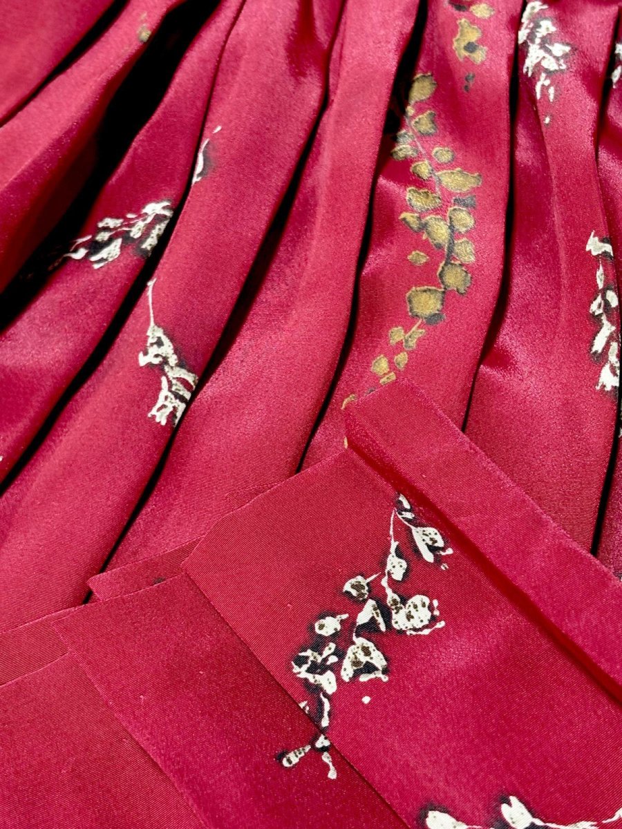 画像6: プリーツ レッド ウエストゴム レトロ Guatemala 古着 ヴィンテージスカート (6)