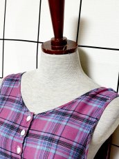 画像5: チェック柄 レトロ USA古着 ノースリーブ ヴィンテージワンピース (5)