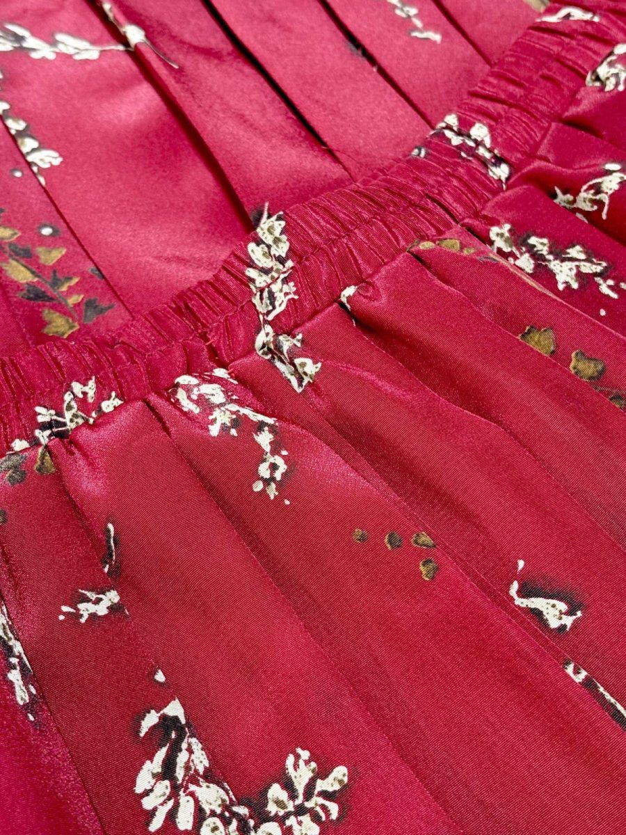 画像9: プリーツ レッド ウエストゴム レトロ Guatemala 古着 ヴィンテージスカート (9)