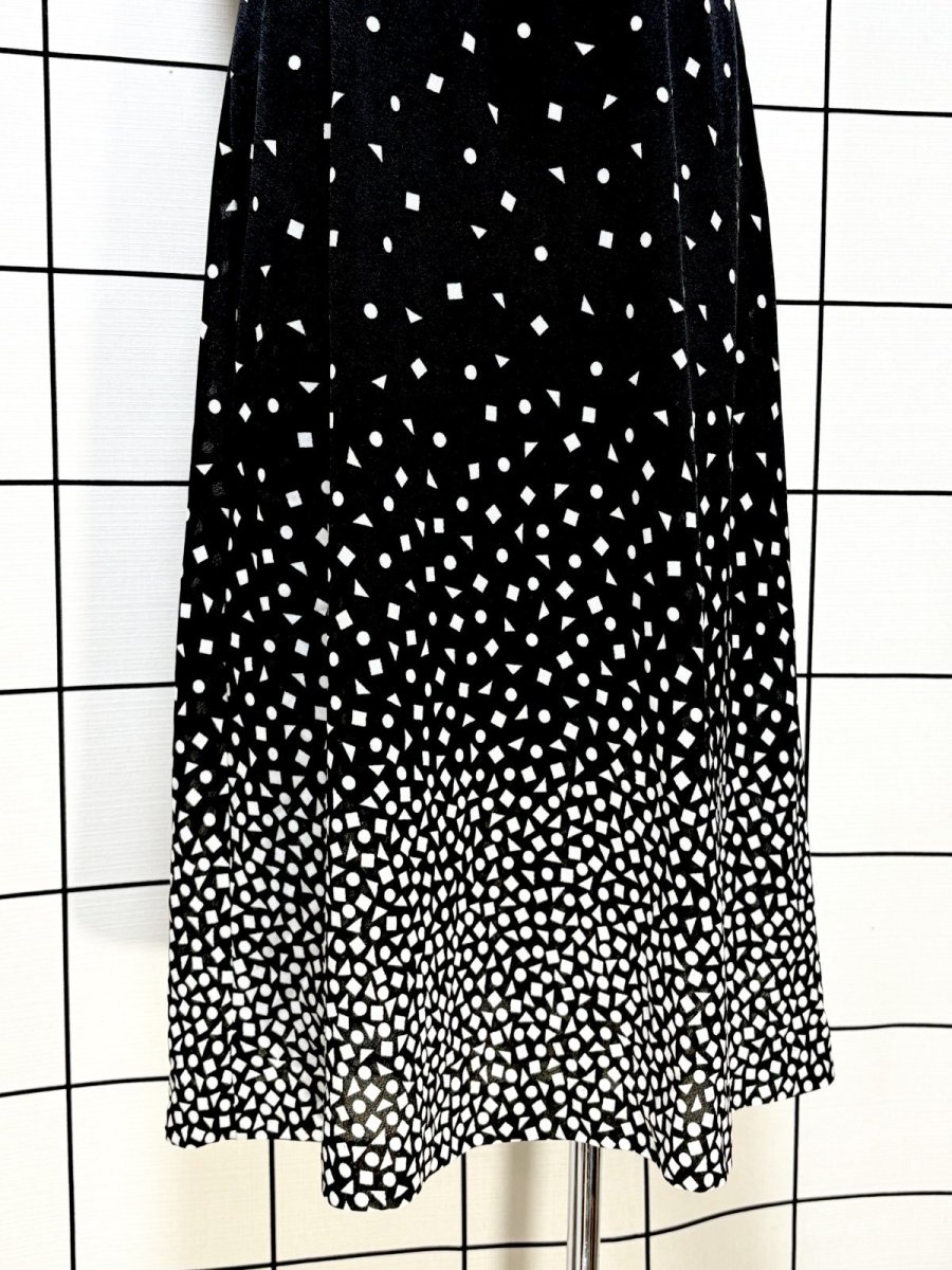 画像9: フロントリボン ブラック ホワイト レトロ USA古着 ヴィンテージワンピース (9)