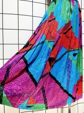 画像3: プリーツ カラフル ペイズリー 千鳥格子織り ウエストゴム レトロ USA古着 ヴィンテージスカート (3)
