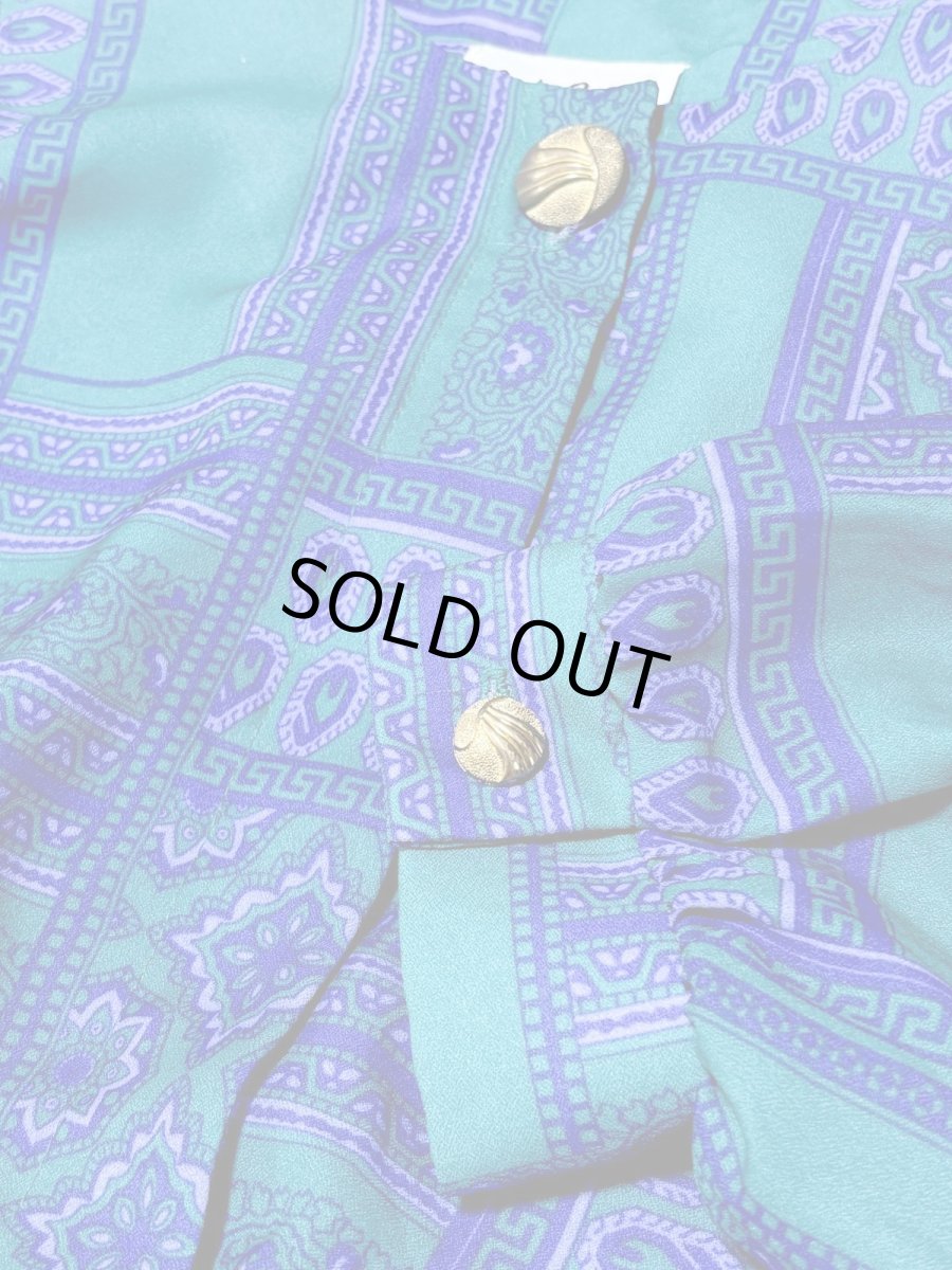 画像10: レトロサイケ プリーツ ウエストゴム USA古着 ヴィンテージワンピース (10)