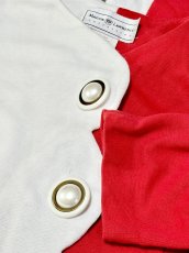 画像10: バイカラー 大ぶりボタン レッド ホワイト レトロ USA古着 ヴィンテージワンピース (10)