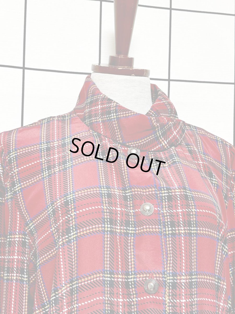 画像5: トラッドガーリー チェック プリーツ切替 ウエストゴム レトロ USA古着 ヴィンテージワンピース (5)