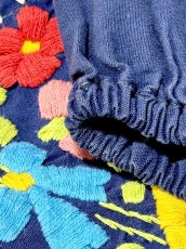 画像13: メキシカンドレス 花刺繍 ネイビー フォークロア 半袖 レトロ ヴィンテージ Mexico 古着 (13)