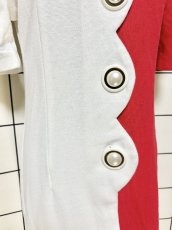 画像7: バイカラー 大ぶりボタン レッド ホワイト レトロ USA古着 ヴィンテージワンピース (7)