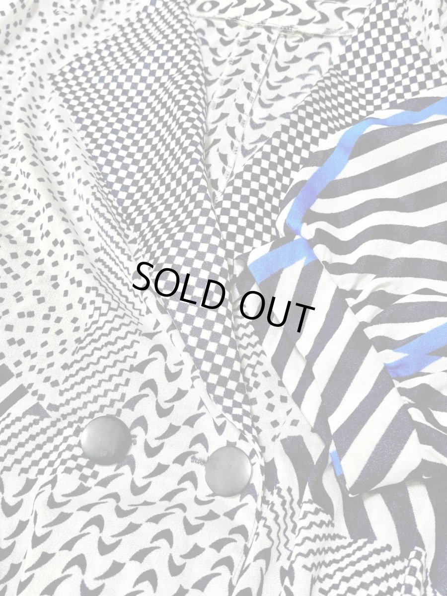 画像10: チェック ストライプ スクエア ウエストゴム レトロ USA古着 ヴィンテージワンピース (10)