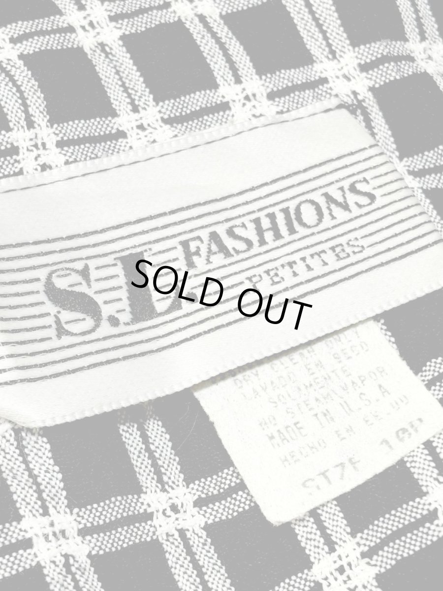 画像12: チェック柄 前開き モノトーン 半袖 レトロ USA古着 ヴィンテージワンピース (12)