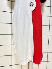 画像8: バイカラー 大ぶりボタン レッド ホワイト レトロ USA古着 ヴィンテージワンピース (8)