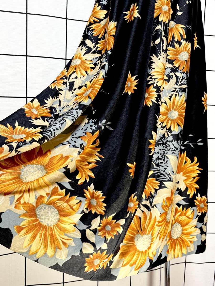 画像10: パーティー衣装にもおすすめ 花柄 フリル ノースリーブ レトロ ヨーロッパ古着 ヴィンテージマキシ丈ドレス (10)