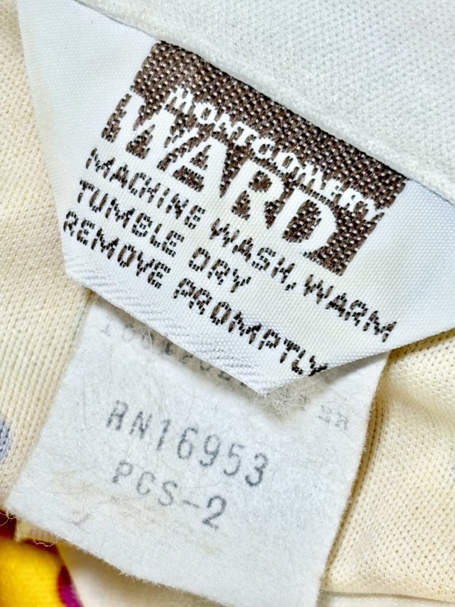 画像12: ドット イエロー ウエストゴム レトロ USA古着 ヴィンテージワンピース (12)