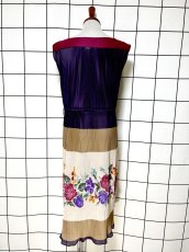画像3: 花柄 細かいプリーツ ウエストゴム レトロ USA古着 ヴィンテージワンピース (3)