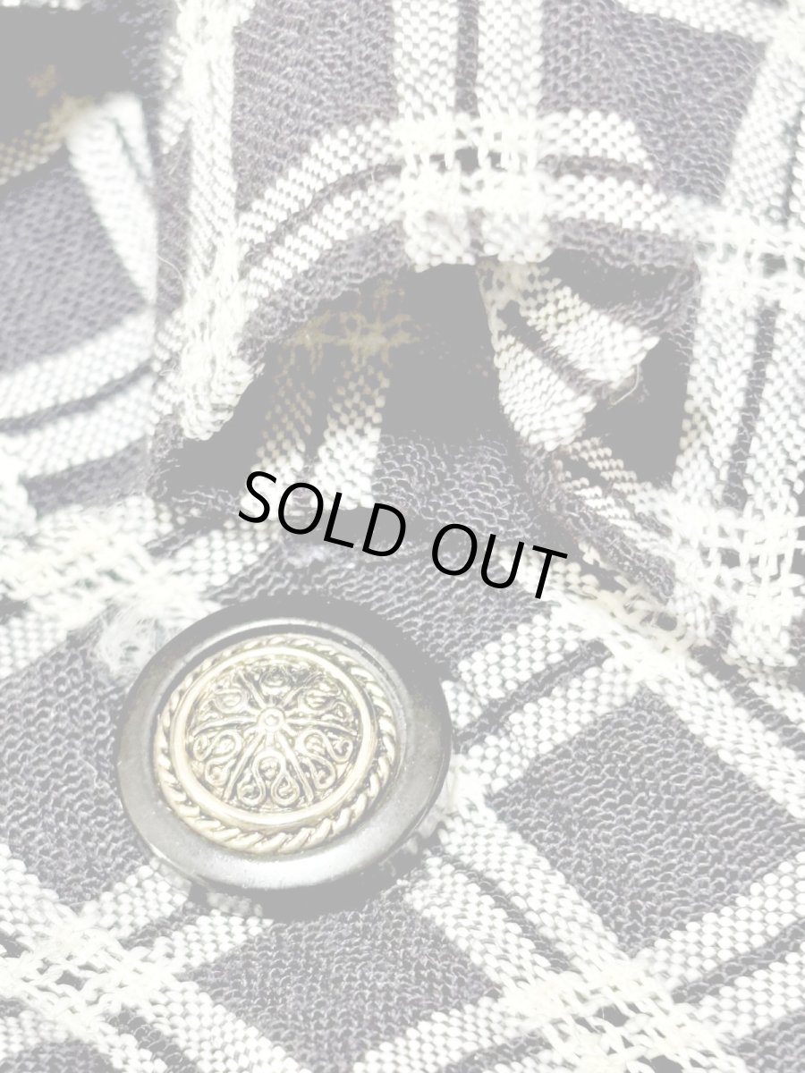 画像11: チェック柄 前開き モノトーン 半袖 レトロ USA古着 ヴィンテージワンピース (11)