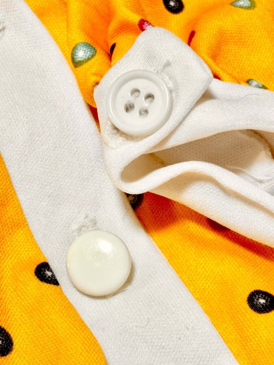 画像11: ドット イエロー ウエストゴム レトロ USA古着 ヴィンテージワンピース (11)