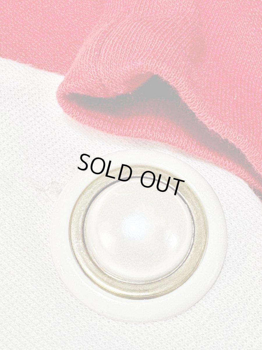 画像11: バイカラー 大ぶりボタン レッド ホワイト レトロ USA古着 ヴィンテージワンピース (11)