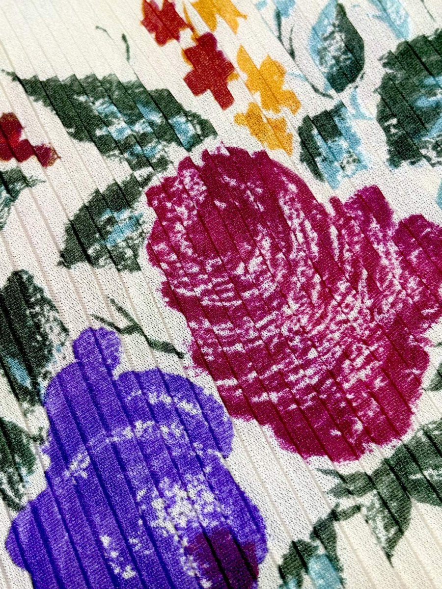 画像12: 花柄 細かいプリーツ ウエストゴム レトロ USA古着 ヴィンテージワンピース (12)