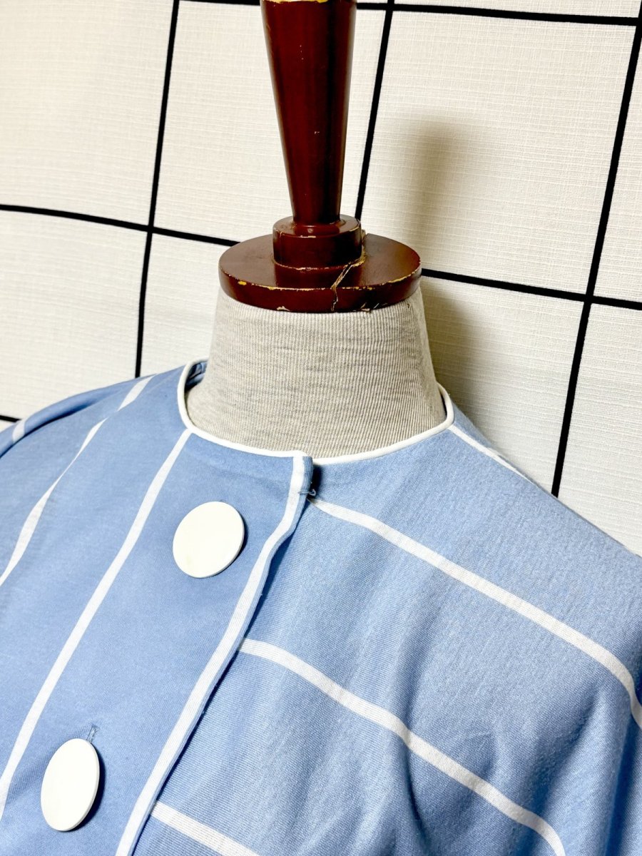 画像4: ストライプ ドルマンスリーブ ウエストゴム レトロ USA古着 ヴィンテージワンピース (4)