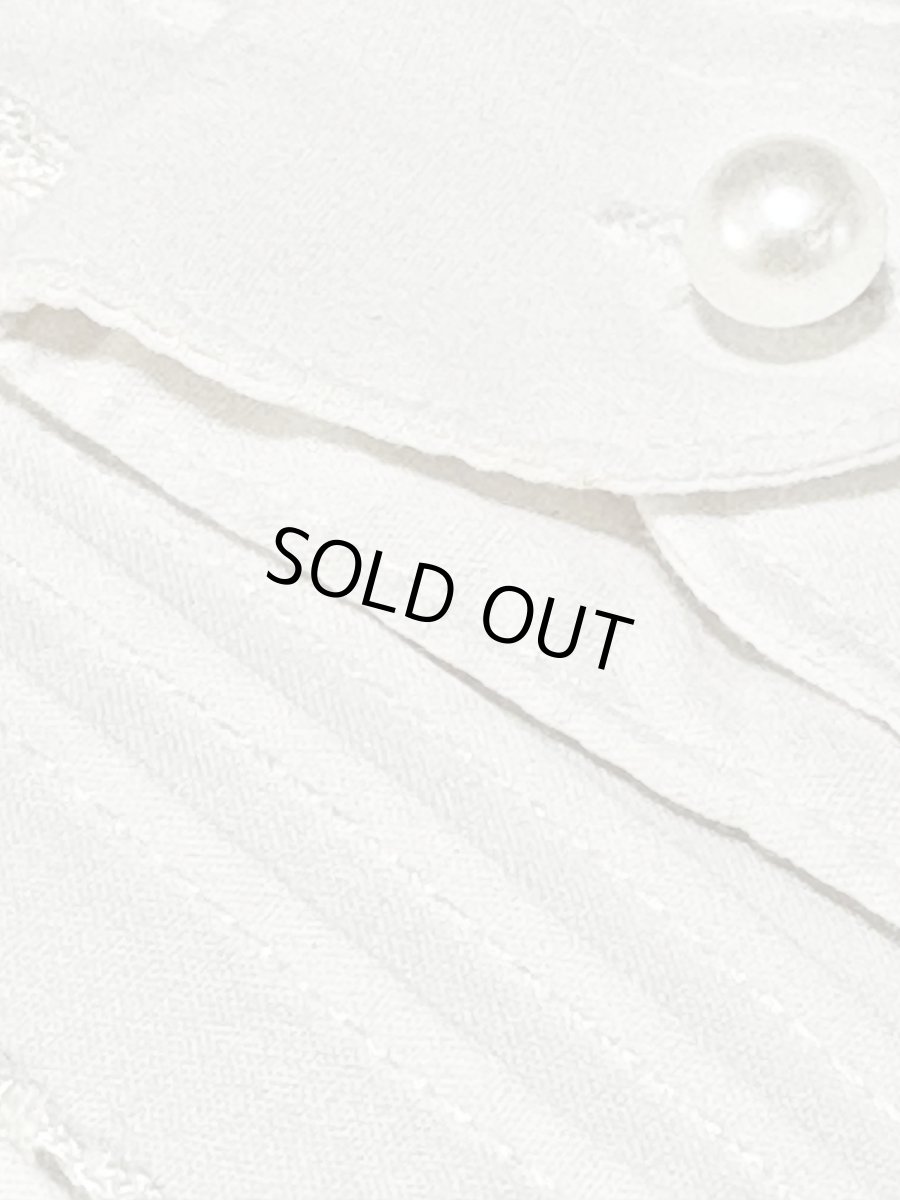 画像10: スタンドカラー クラシカル ホワイト レトロ USA古着 シャツ ヴィンテージブラウス (10)