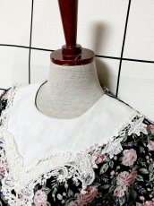 画像5: フロントレース 花柄 クラシカル ガーリー ウエストゴム レトロ Guatemala 古着 ヴィンテージワンピース (5)