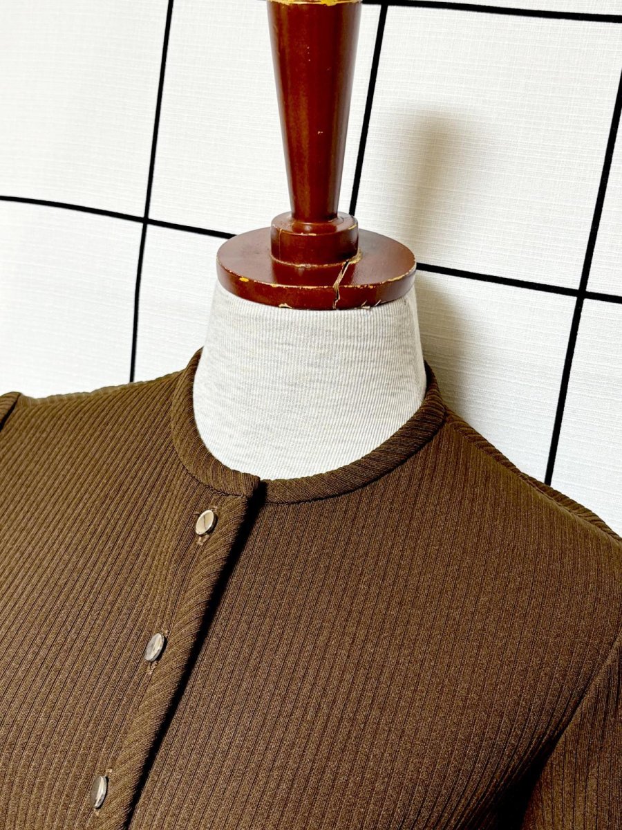 画像4: 無地 バイカラー 切り替え レトロ USA古着 ヴィンテージワンピース (4)