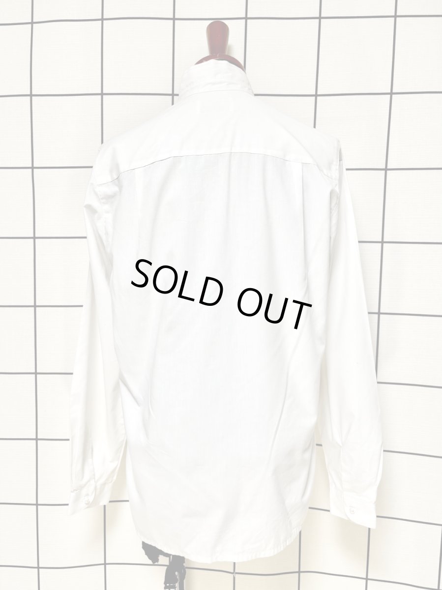 画像2: スタンドカラー クラシカル ホワイト レトロ USA古着 シャツ ヴィンテージブラウス (2)