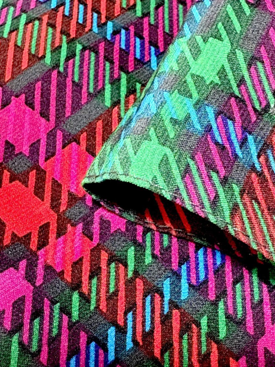 画像9: チェック柄 ハイネック レトロ プルオーバー シャツ USA古着 ヴィンテージトップス (9)