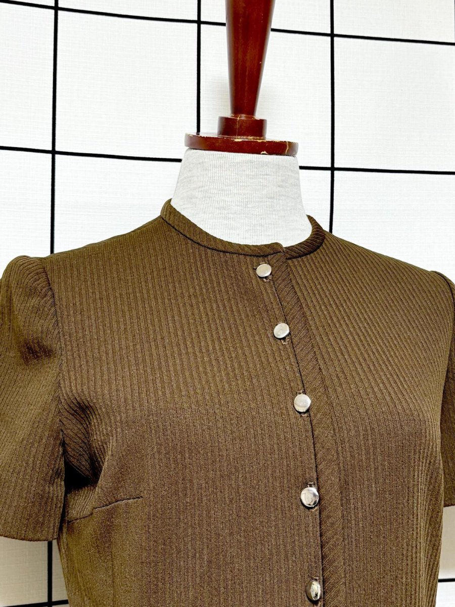 画像5: 無地 バイカラー 切り替え レトロ USA古着 ヴィンテージワンピース (5)