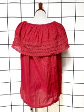 画像2: メキシカン刺繍 レース フォークロア レトロ 古着 メキシコ製 ヴィンテージ刺繍ブラウス (2)
