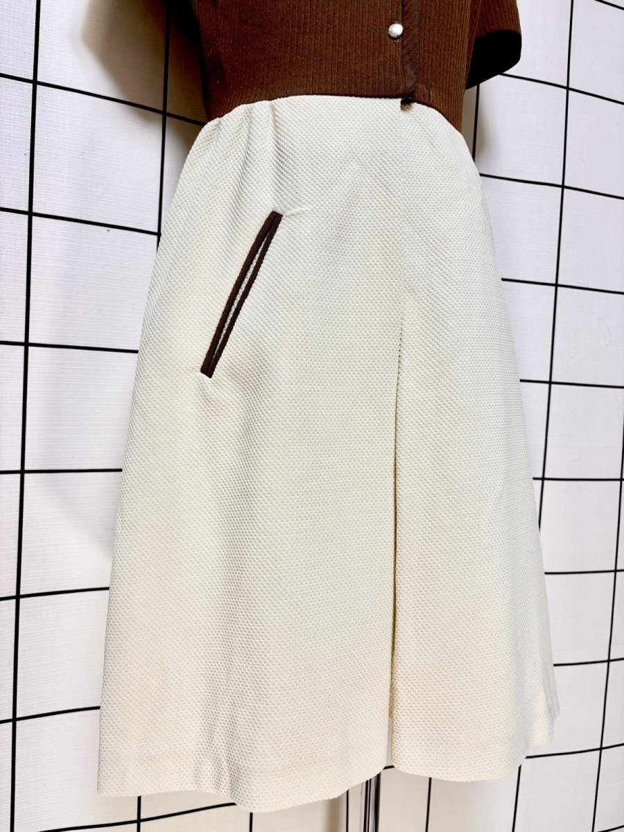 画像8: 無地 バイカラー 切り替え レトロ USA古着 ヴィンテージワンピース (8)