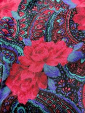 画像10: 薔薇柄 ペイズリー リボンタイ ウエストゴム レトロ USA古着 ヴィンテージワンピース (10)