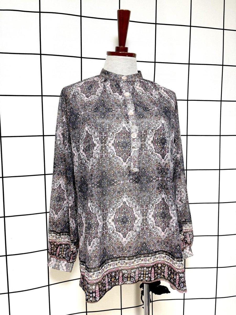 画像3: 花柄 レトロ USA古着 シャツ ヴィンテージトップス (3)