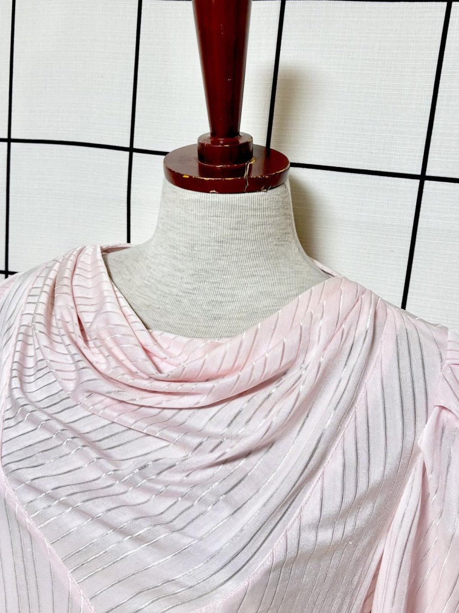 画像4: ストライプ ウエストゴム レトロ USA古着 ヴィンテージワンピース (4)