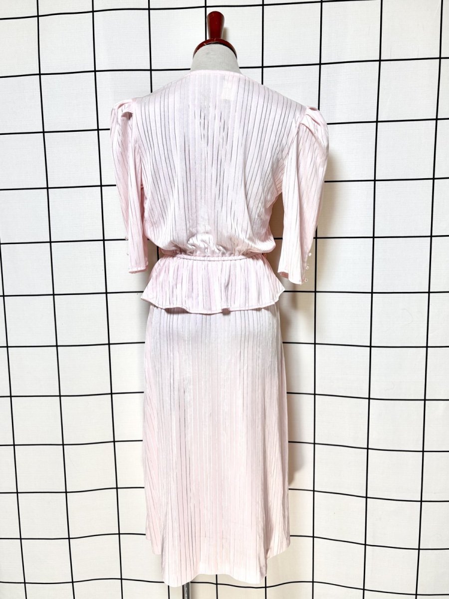 画像2: ストライプ ウエストゴム レトロ USA古着 ヴィンテージワンピース (2)