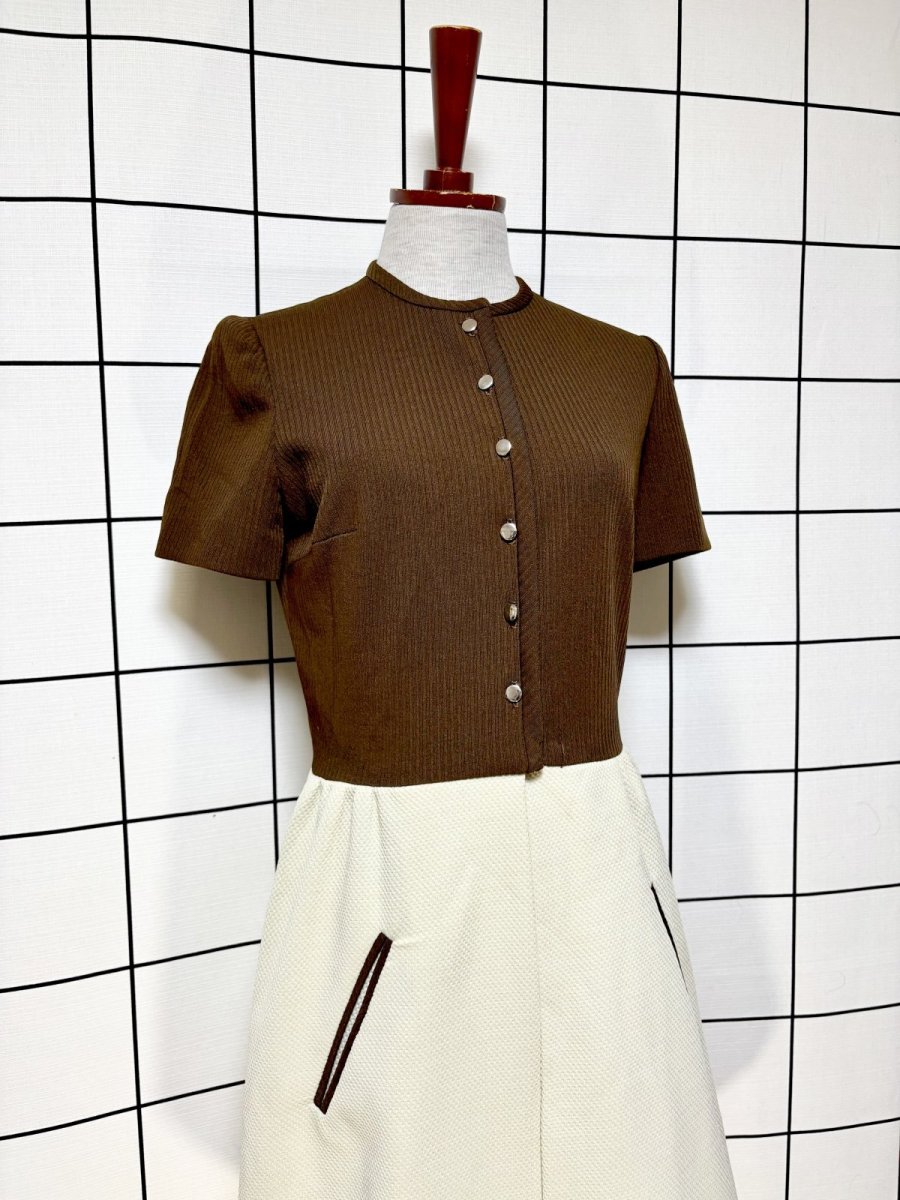 画像3: 無地 バイカラー 切り替え レトロ USA古着 ヴィンテージワンピース (3)