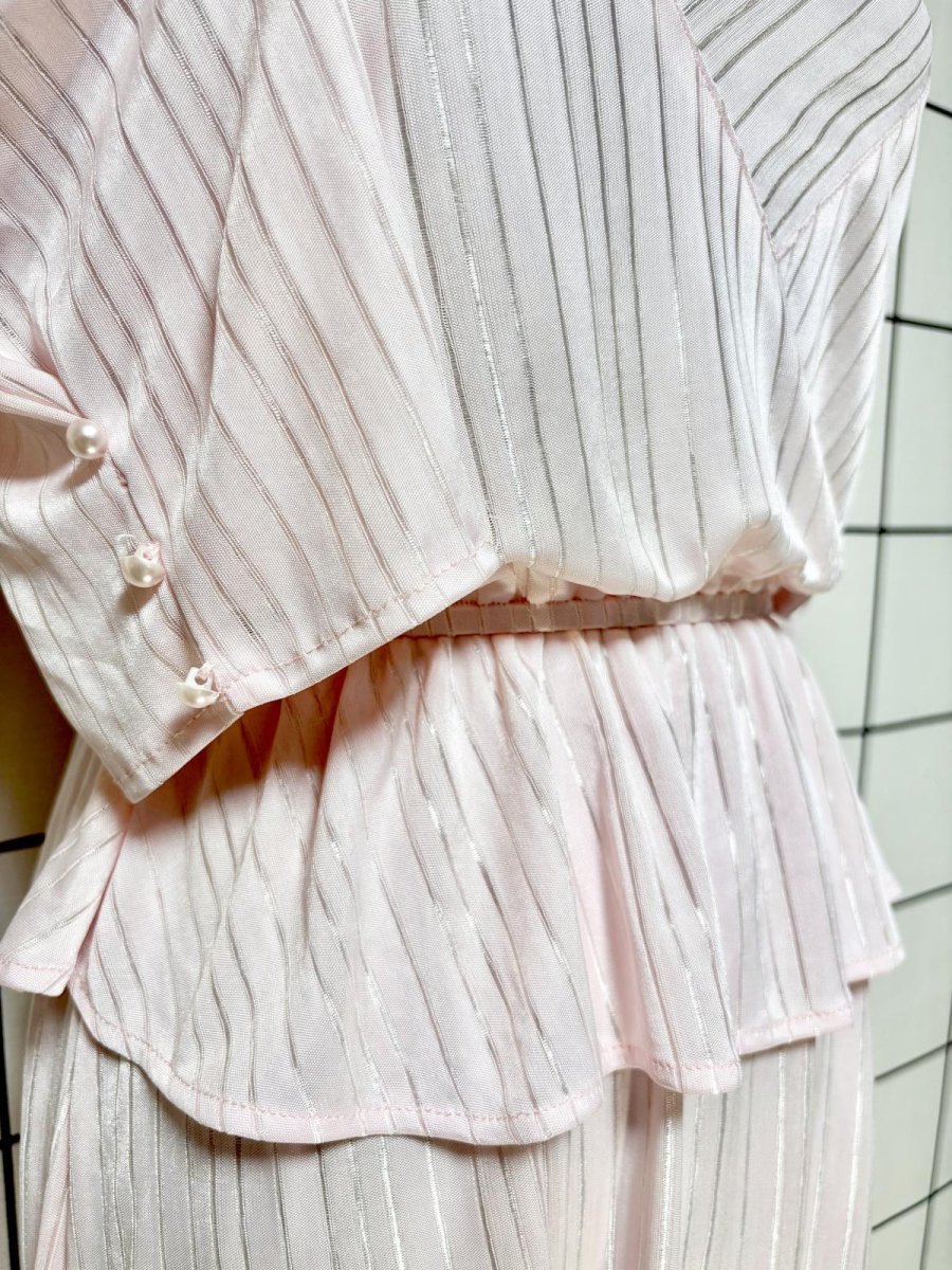 画像7: ストライプ ウエストゴム レトロ USA古着 ヴィンテージワンピース (7)