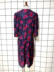 画像2: 薔薇柄 ペイズリー リボンタイ ウエストゴム レトロ USA古着 ヴィンテージワンピース (2)