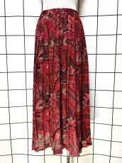 画像1: プリーツ レッド ウエストゴム レトロ USA古着 ヴィンテージスカート (1)