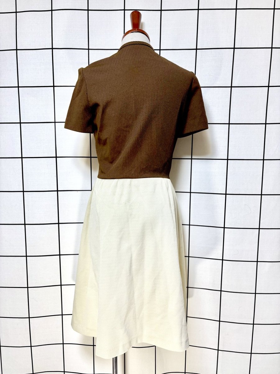 画像2: 無地 バイカラー 切り替え レトロ USA古着 ヴィンテージワンピース (2)