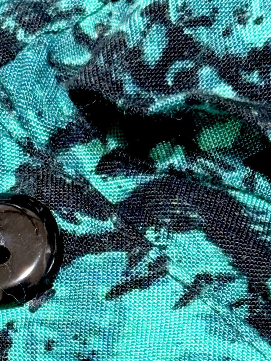 画像12: 花柄 グリーン ブラック ウエストゴム レトロ USA古着 ヴィンテージワンピース  (12)