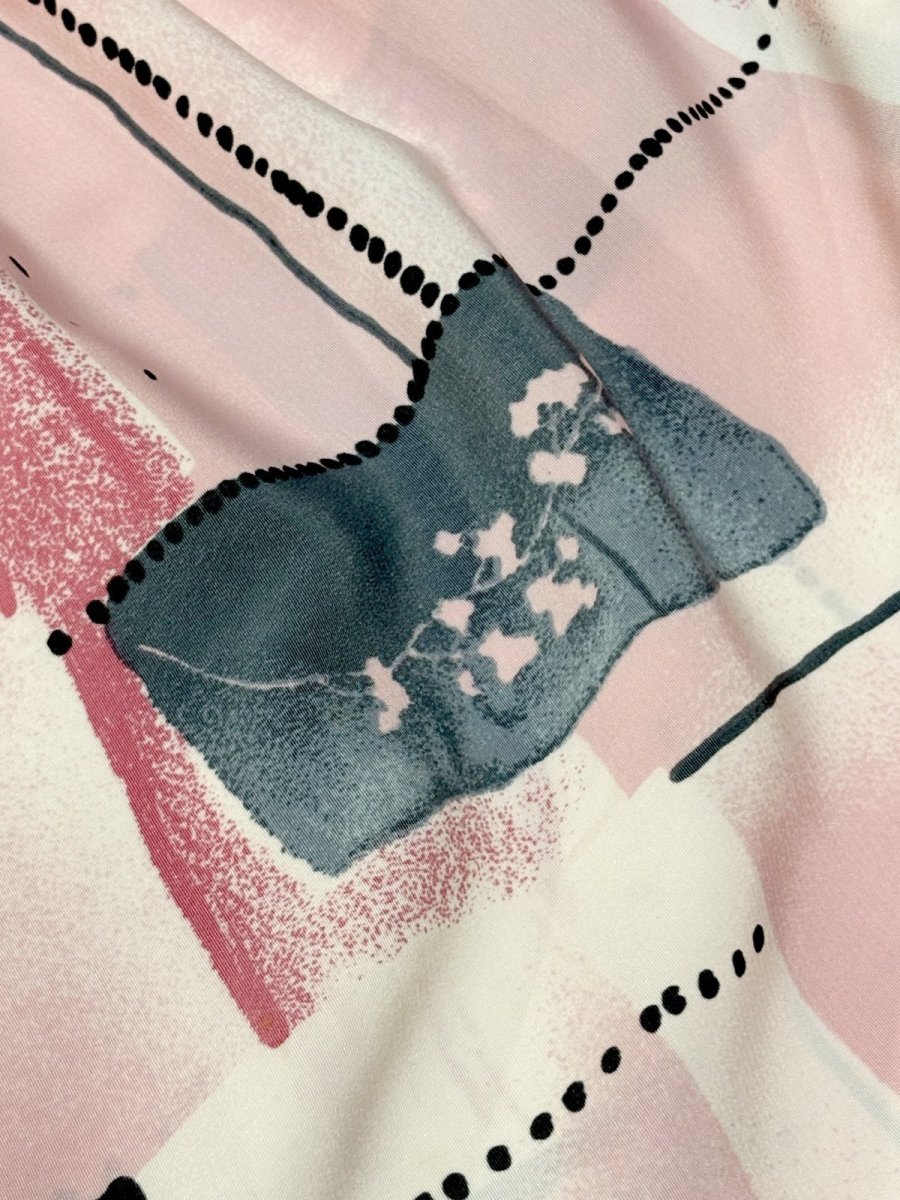 画像9: FRANCE プリーツ アート柄 ウエストゴム レトロ ヨーロッパ古着 ヴィンテージスカート (9)