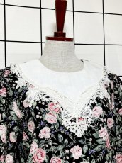 画像6: フロントレース 花柄 クラシカル ガーリー ウエストゴム レトロ Guatemala 古着 ヴィンテージワンピース (6)